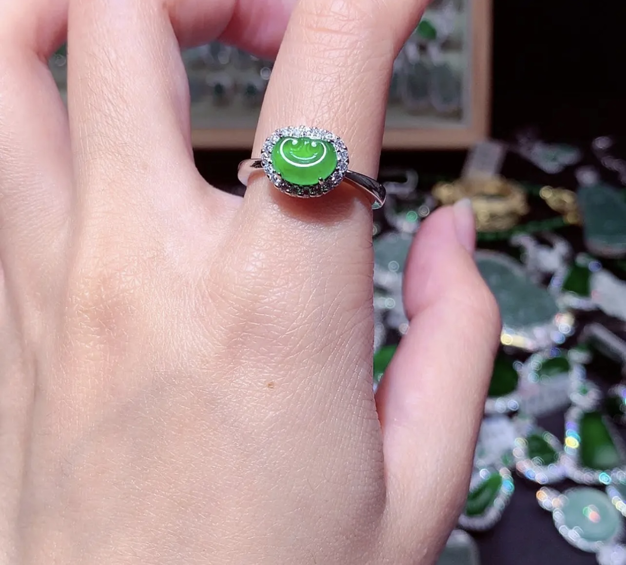 天然A货翡翠戒指