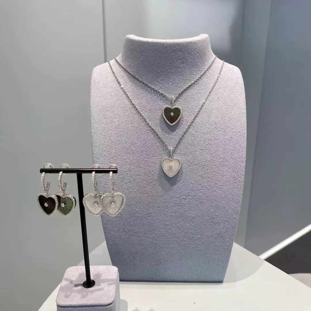 铜合金项链 三件套HEF白贝爱心吊坠甜心项链耳饰手链