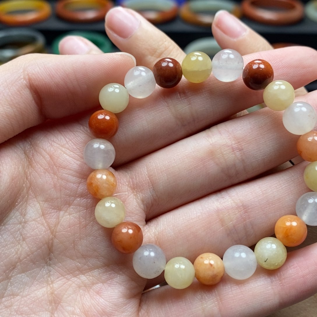 石英质玉（黄龙玉）手串未镶嵌