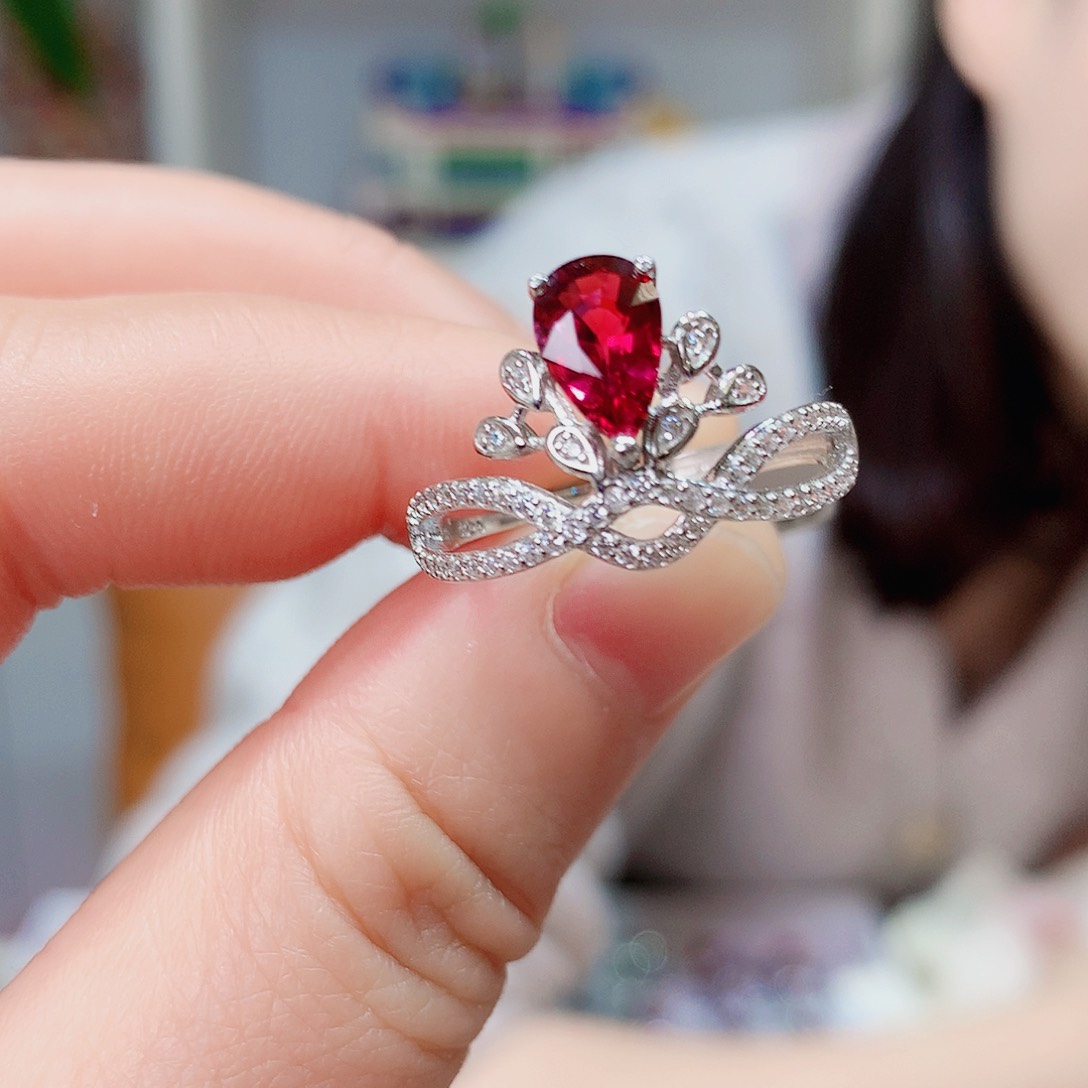 碧玺戒指银S925镶嵌戒指超美