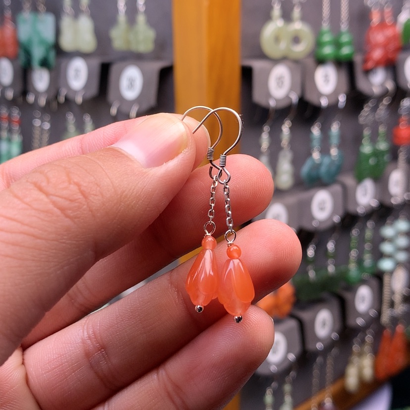 【闪购商品】南红玛瑙耳饰银S925镶嵌