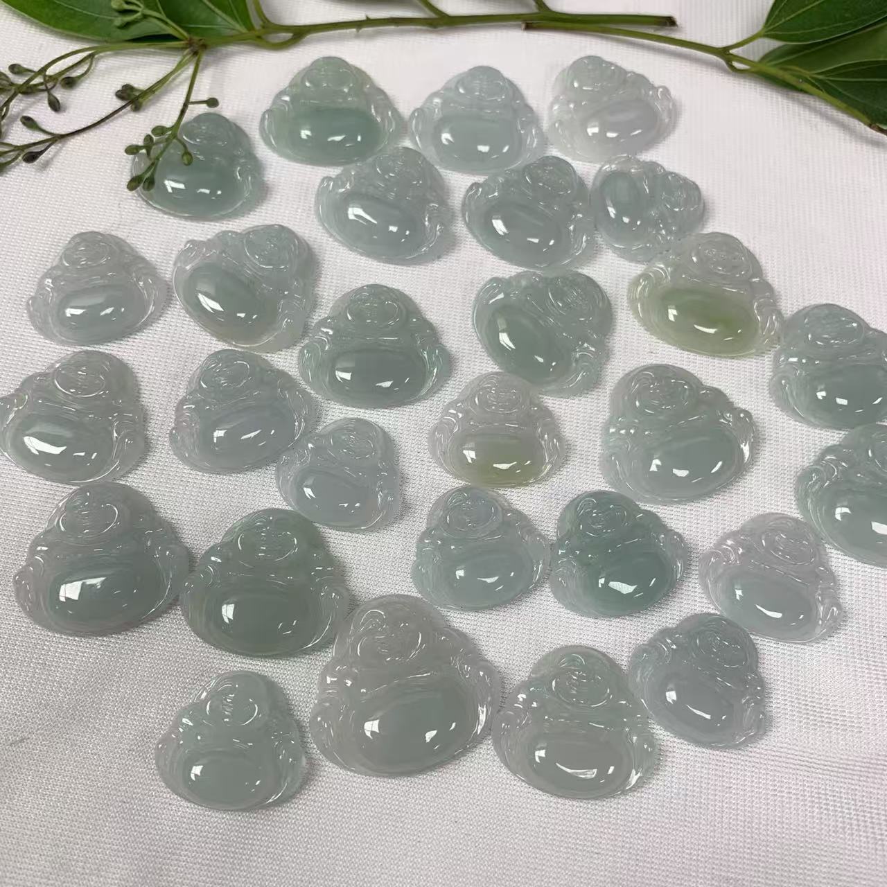 缅甸天然A货翡翠细糯时尚百塔精美雕刻笑脸佛玉坠-多样性发其一