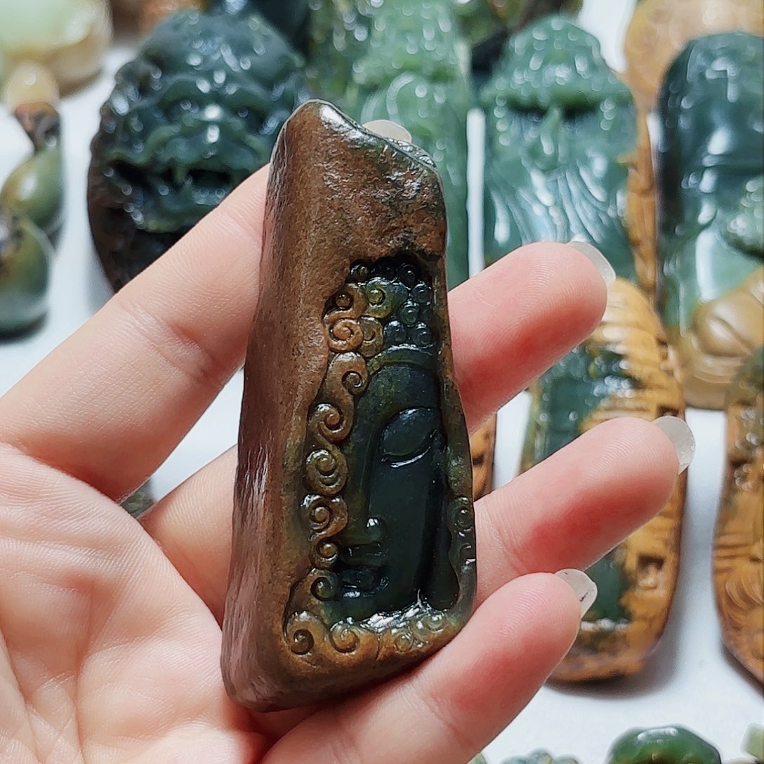 岫岩河磨玉（透闪石质玉）挂件未镶嵌大*2