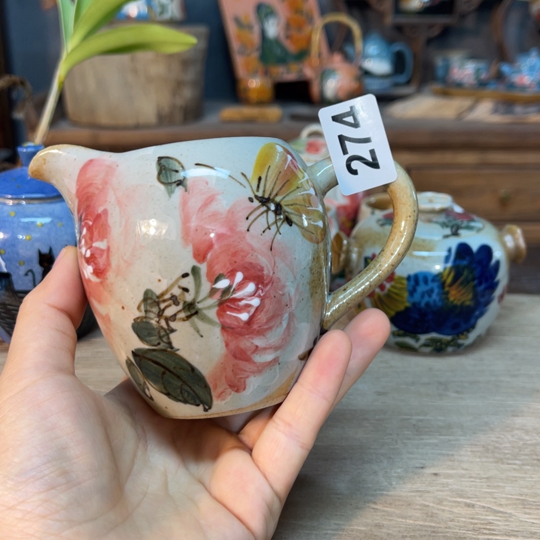 壶素浅陶瓷手工手绘