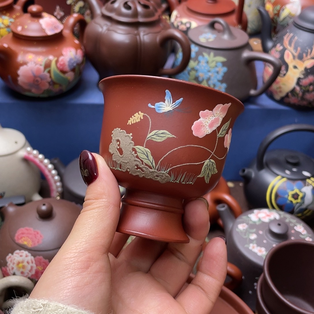 茶杯红泥紫砂主人杯120cc