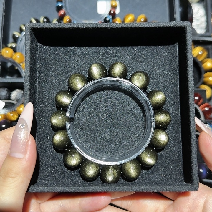 潮***洋黑曜岩未镶嵌手链