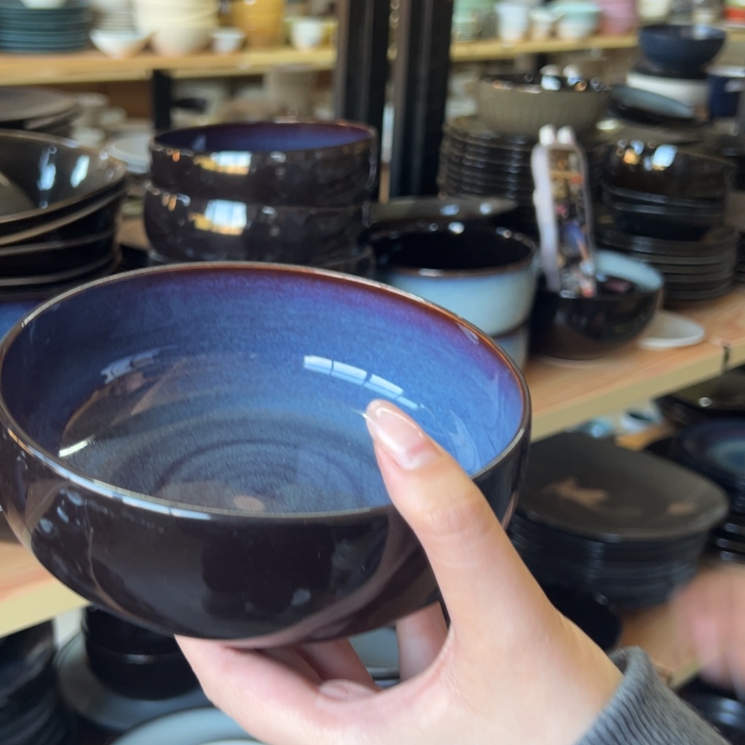 新骨瓷105瑕疵慎拍麟彩蓝 6寸钵钵碗