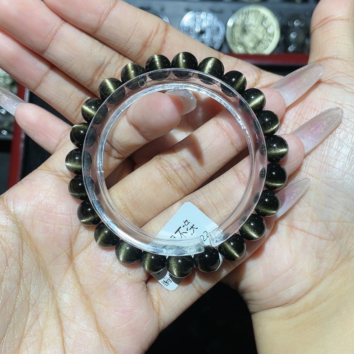 【闪购商品】未镶嵌黑曜岩手串好***?