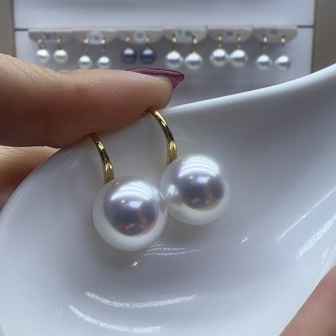 淡水珍珠耳饰18K金镶嵌