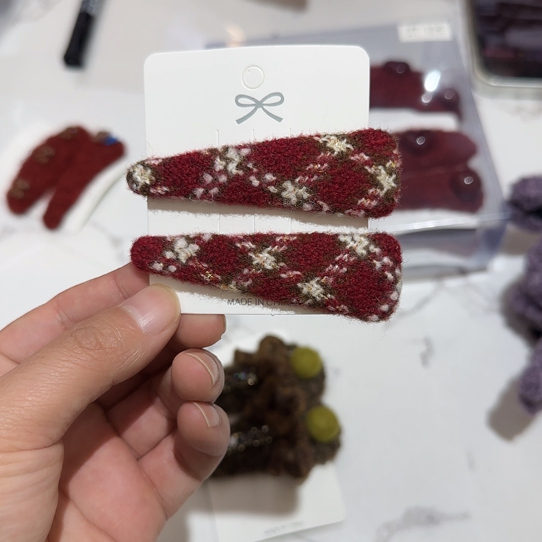 布艺非金属A40红色格子掰掰2个