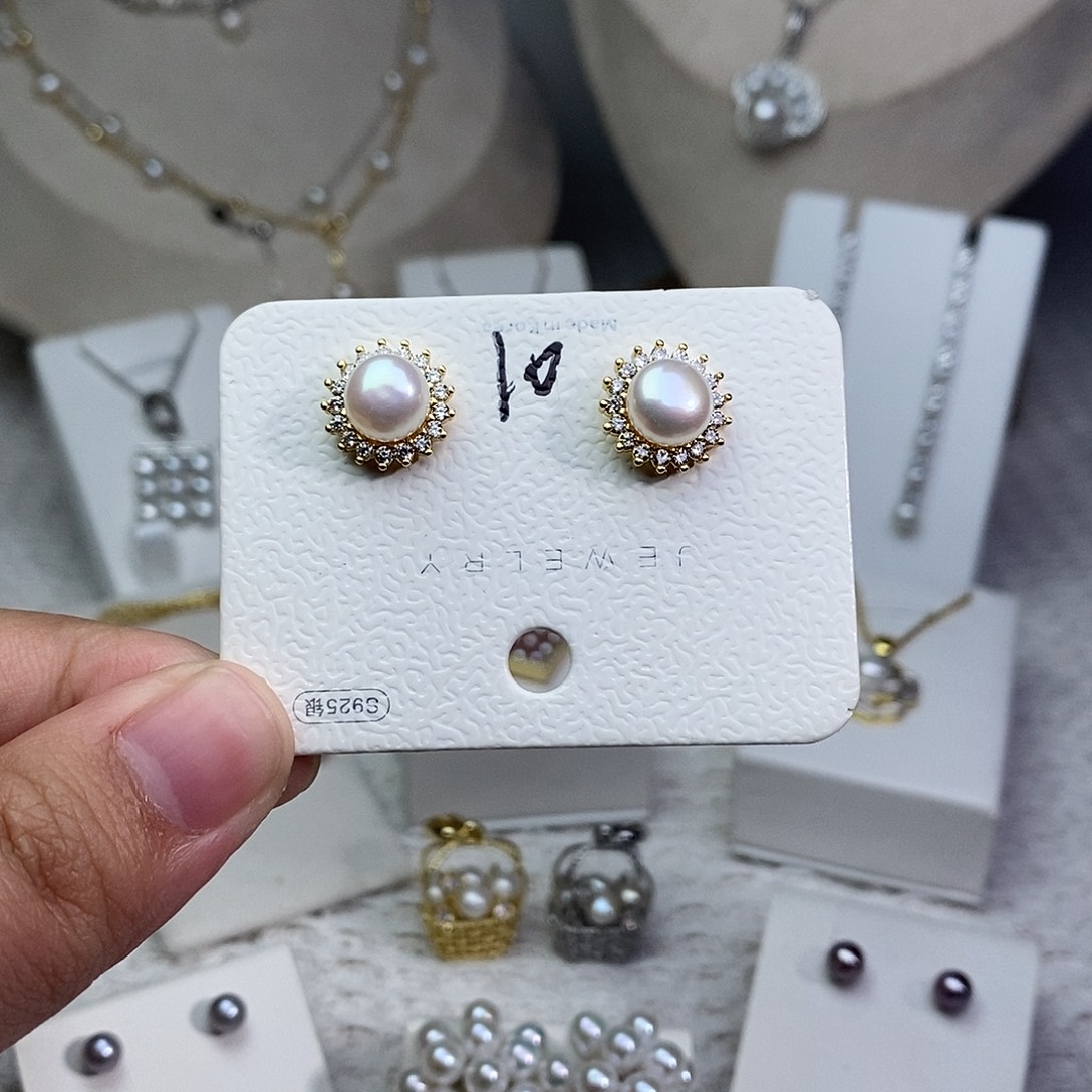 耳饰淡水珍珠银S925镶嵌