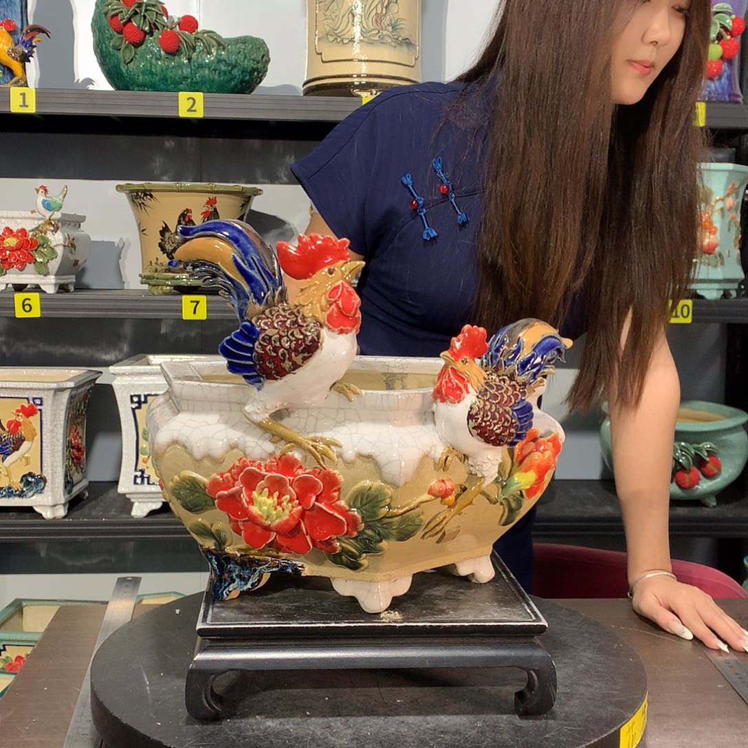 国***华高温烧制石湾盆花盆微瑕