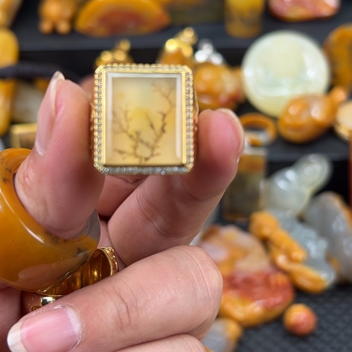 墨***开石英质玉（黄龙玉）未镶嵌颈饰