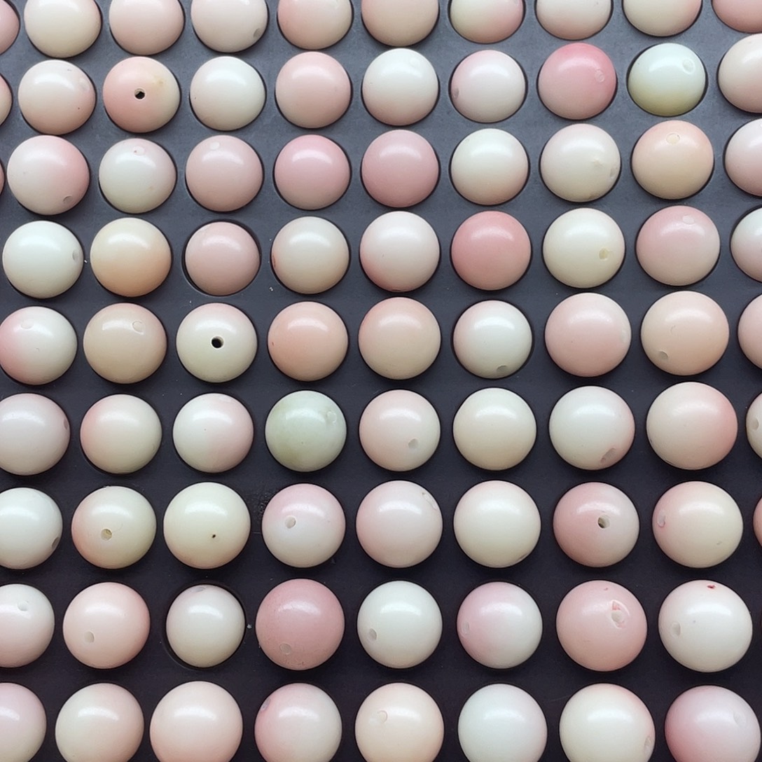 白玉菩提吊坠13瑕疵蜜桃粉圆100颗