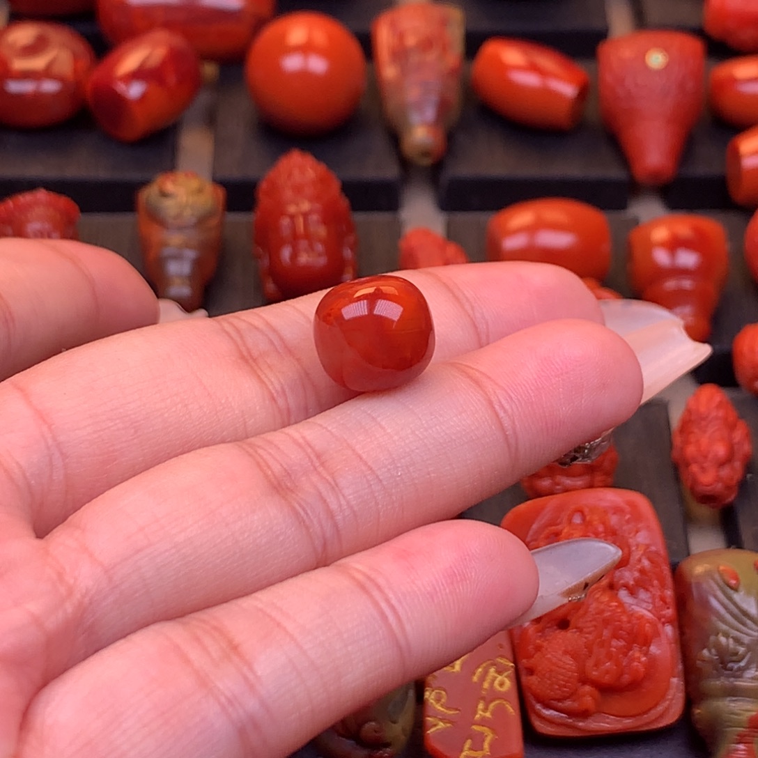 南红玛瑙未镶嵌川料瓦西原矿老型单珠11.5mm