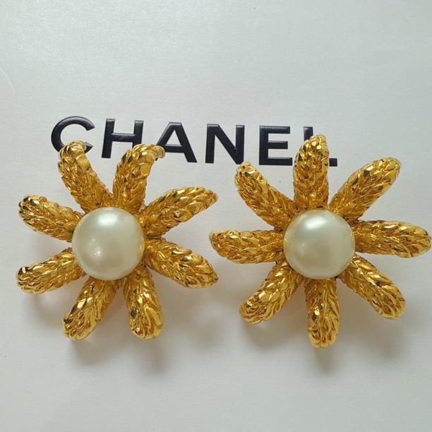 95新 Chanel/香奈儿 Chanel vintage香奈儿中古麦穗珍珠耳夹