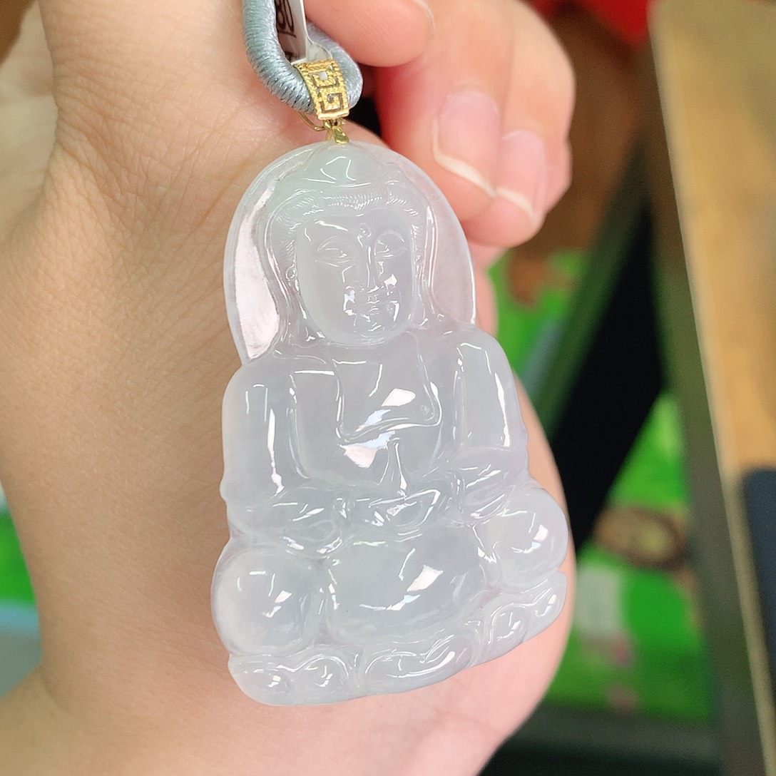 翡翠颈饰18K金镶嵌@****s冰胶观音48*32*5.4