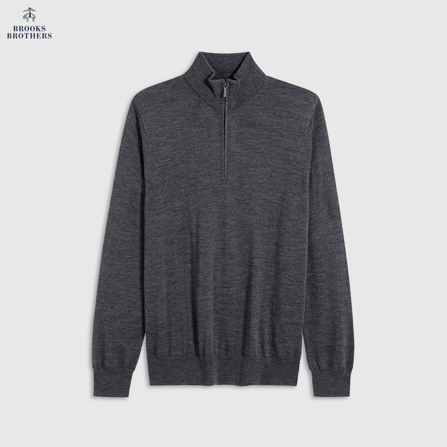 Brooks Brothers/布克兄弟男士25早秋新品美利奴羊毛半拉链针织衫