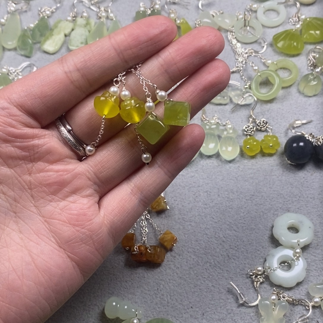 游***~蛇纹石玉未镶嵌挂件耳饰耳环项链