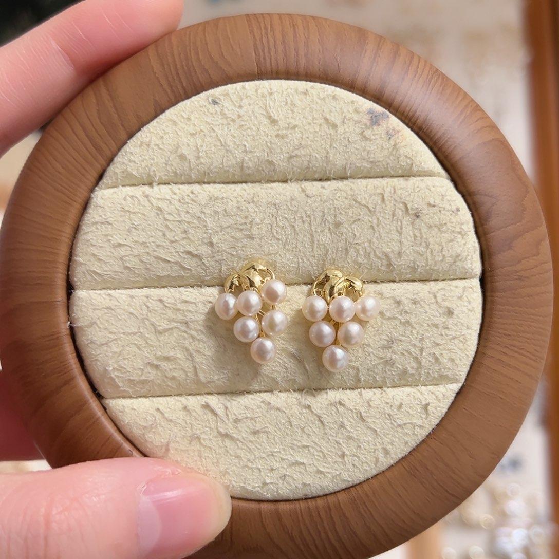淡水珍珠耳钉银S925镶嵌