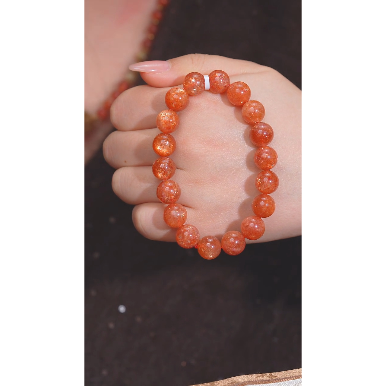 长石手串未镶嵌金太阳 卡10@@W8349