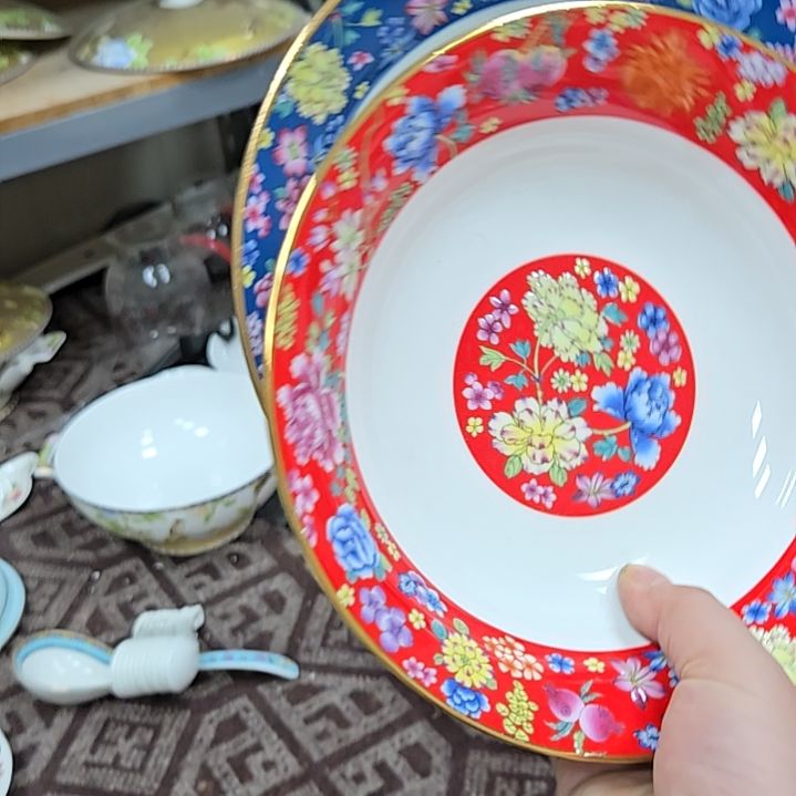 瓷片微瑕珐琅彩7.5寸2个深盘66666