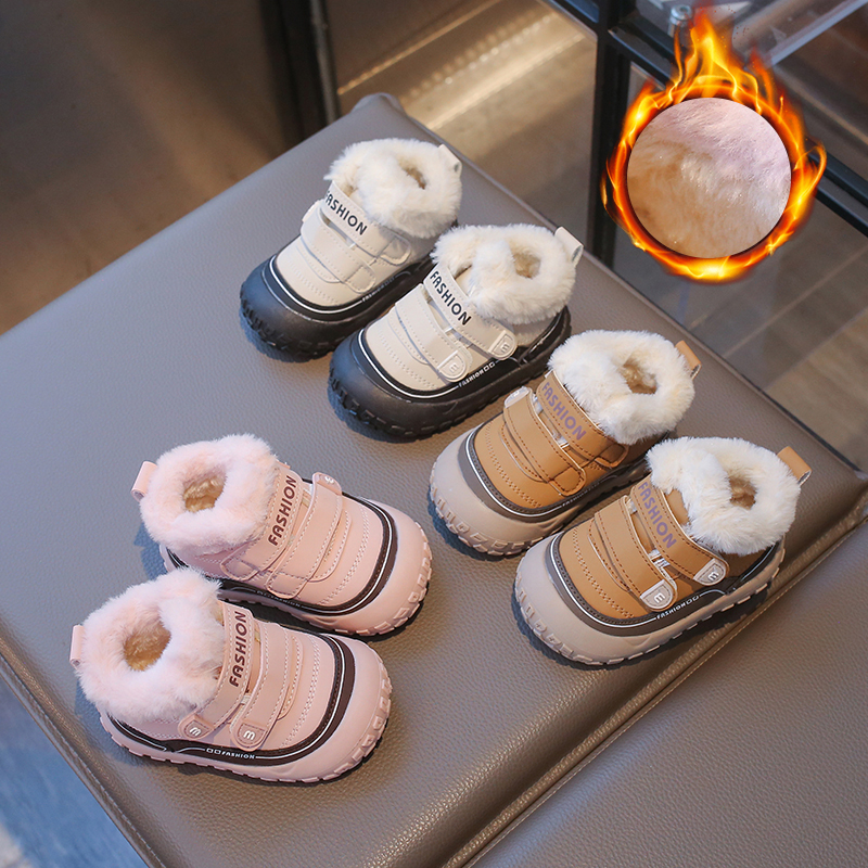 宝宝学步鞋儿童2025冬季新款加绒棉鞋高帮保暖雪地靴婴幼儿大棉鞋