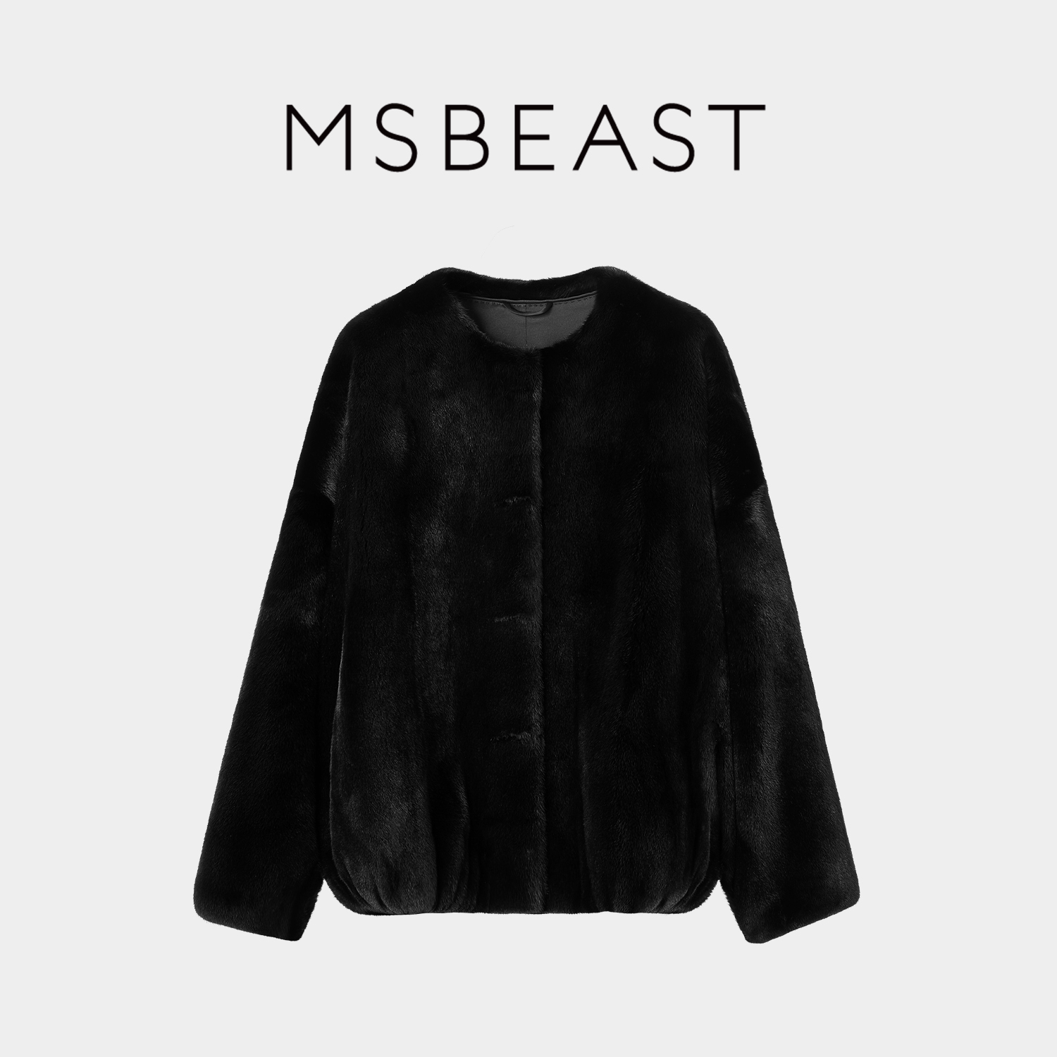 MSBEAST黑松露丨北美传奇系列_圆领落肩宝嘉美黑貂廓形皮草外套