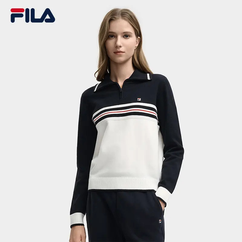 Fila/斐乐【经典老钱风】女士冬季新款翻领套头编织衫F11W548404F