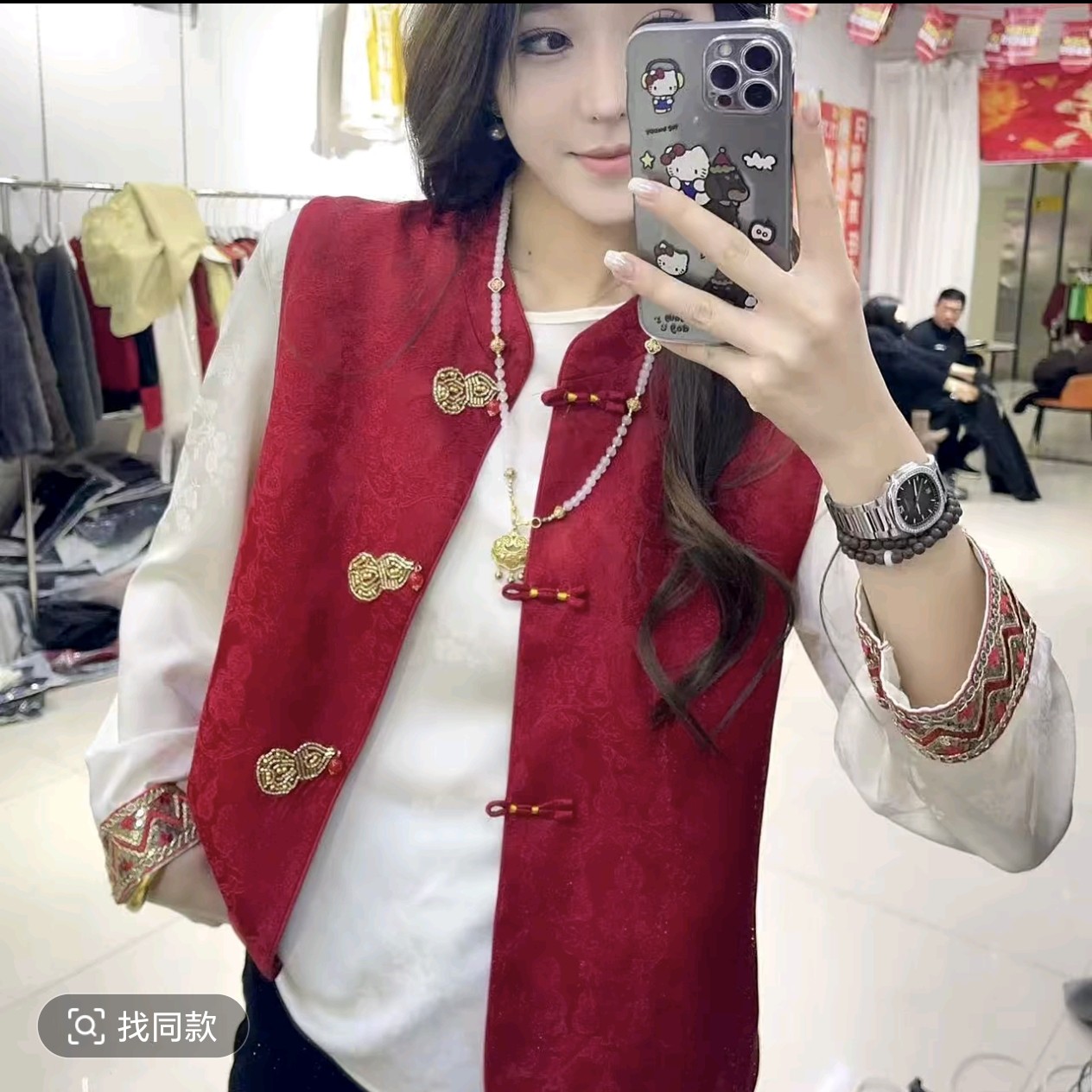 6892中国风葫芦红色马甲