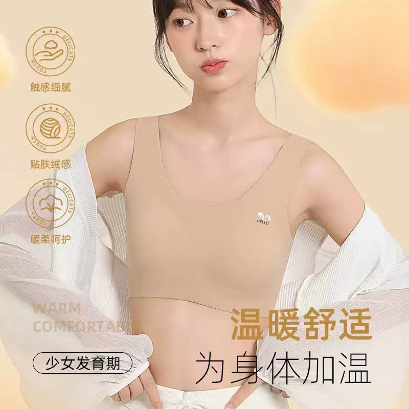【2阶段保暖磨毛内衣】秋冬固定杯少女内衣小胸内衣大胸显小12-15岁