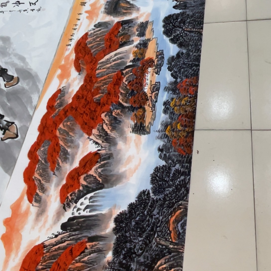 国画纯手绘的山水花鸟