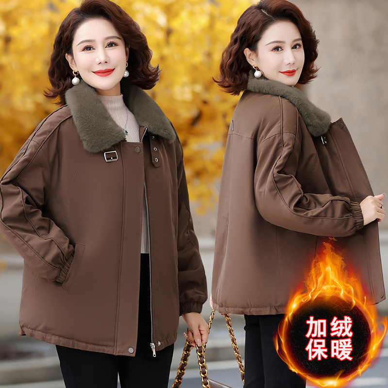 2025时尚秋冬洋气妈妈冬装中老年人棉衣夹棉外套新款中年棉服女士