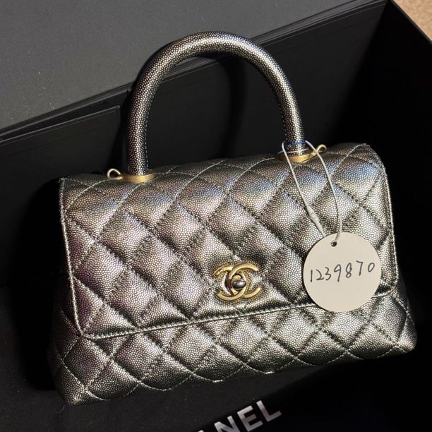 95新 Chanel/香奈儿 夏七/金属色coco handle手柄单肩包/1239870