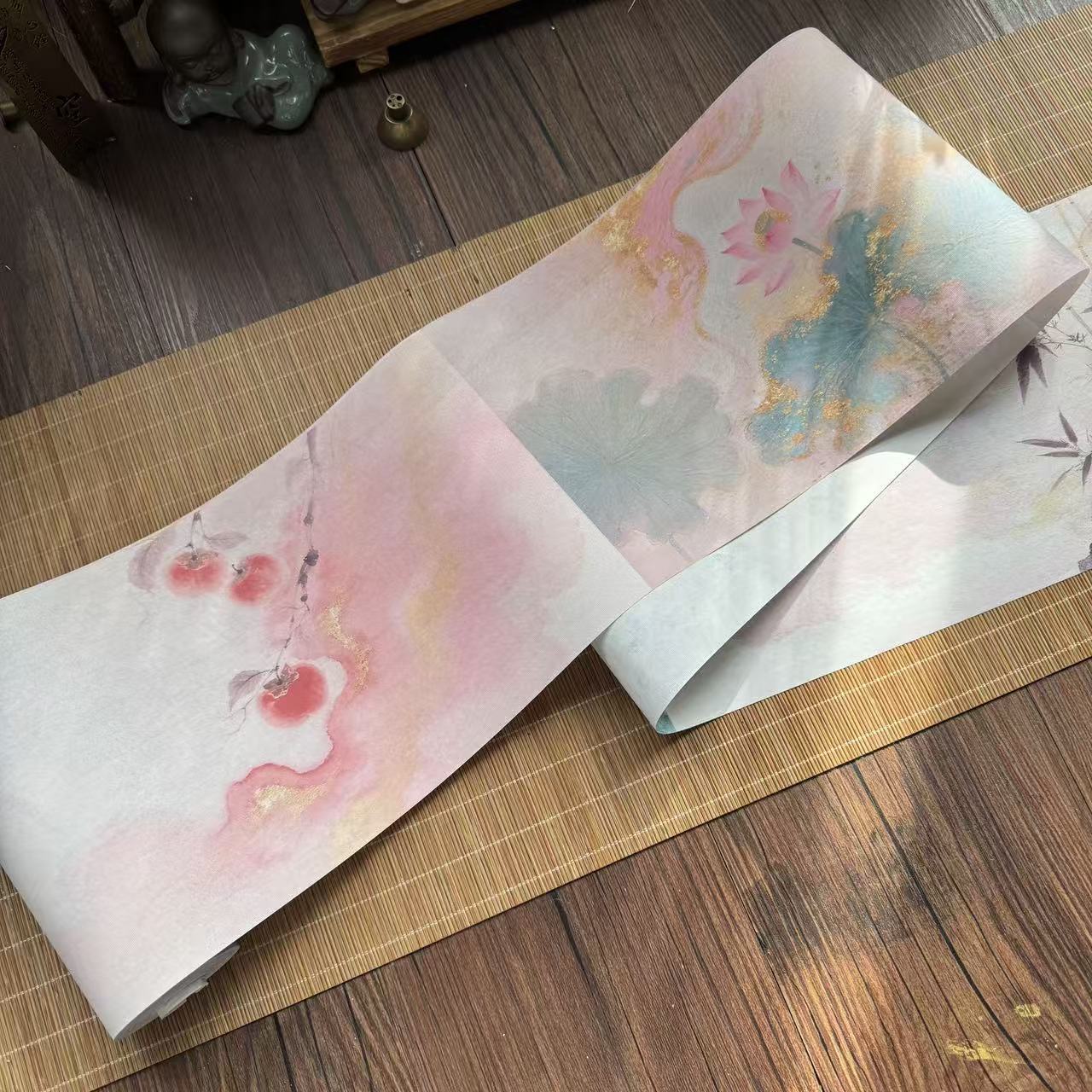 11.12静德斋【流光溢彩绢纸长卷】小楷行草书半生熟宣纸