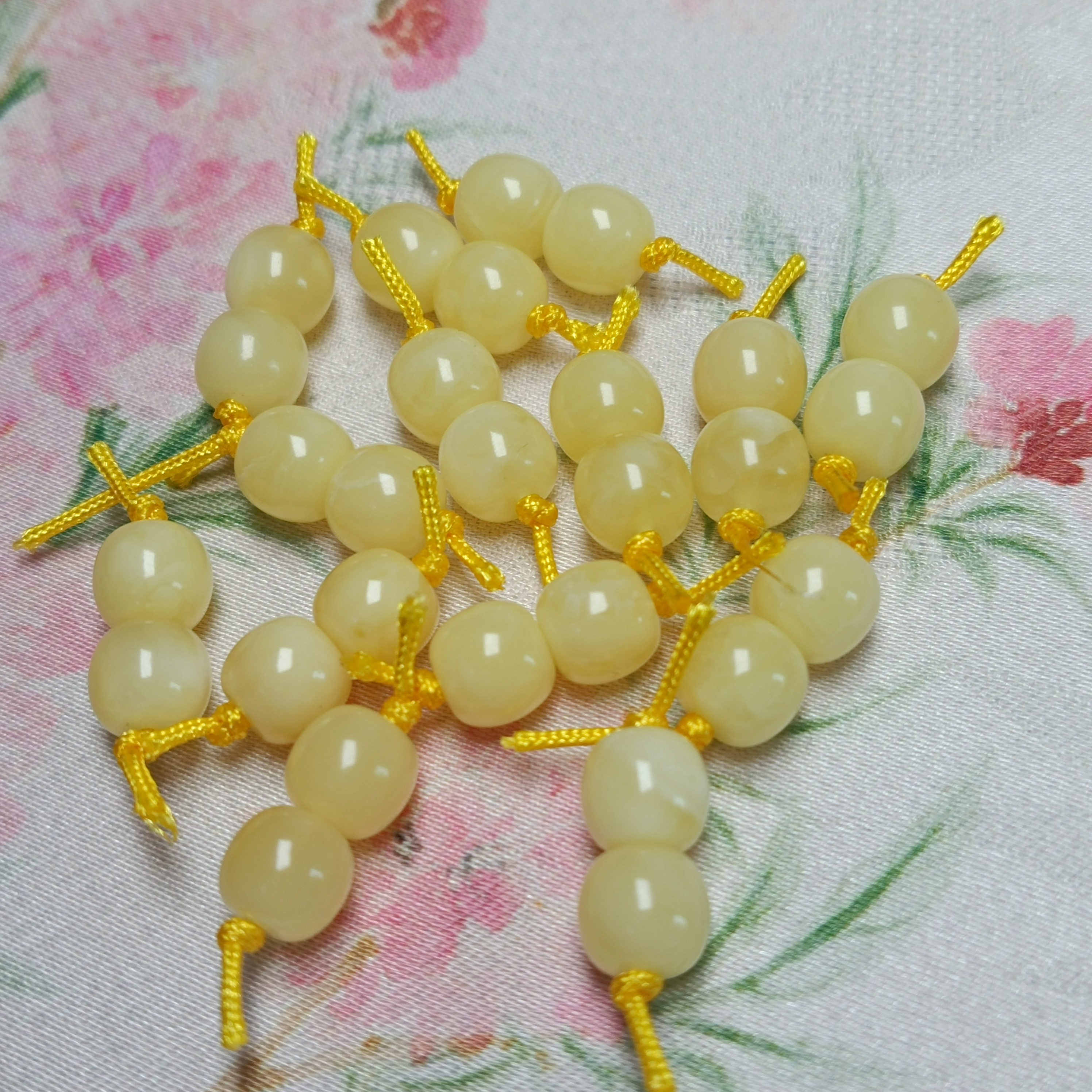 蜜蜡俄料浓蜡6.5精工高货对珠（天然无优化，一组两个）多样性发其