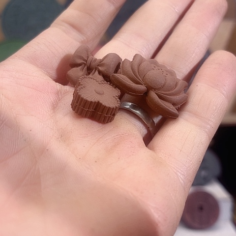 泥塑降真香方配饰款3件