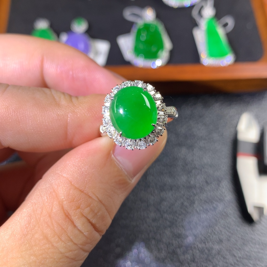 翡翠18K金镶嵌戒指两用款