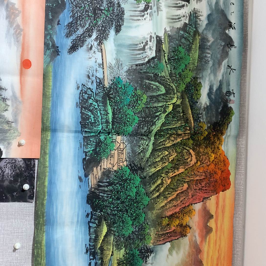 国画超****处富水长流六尺精品山水