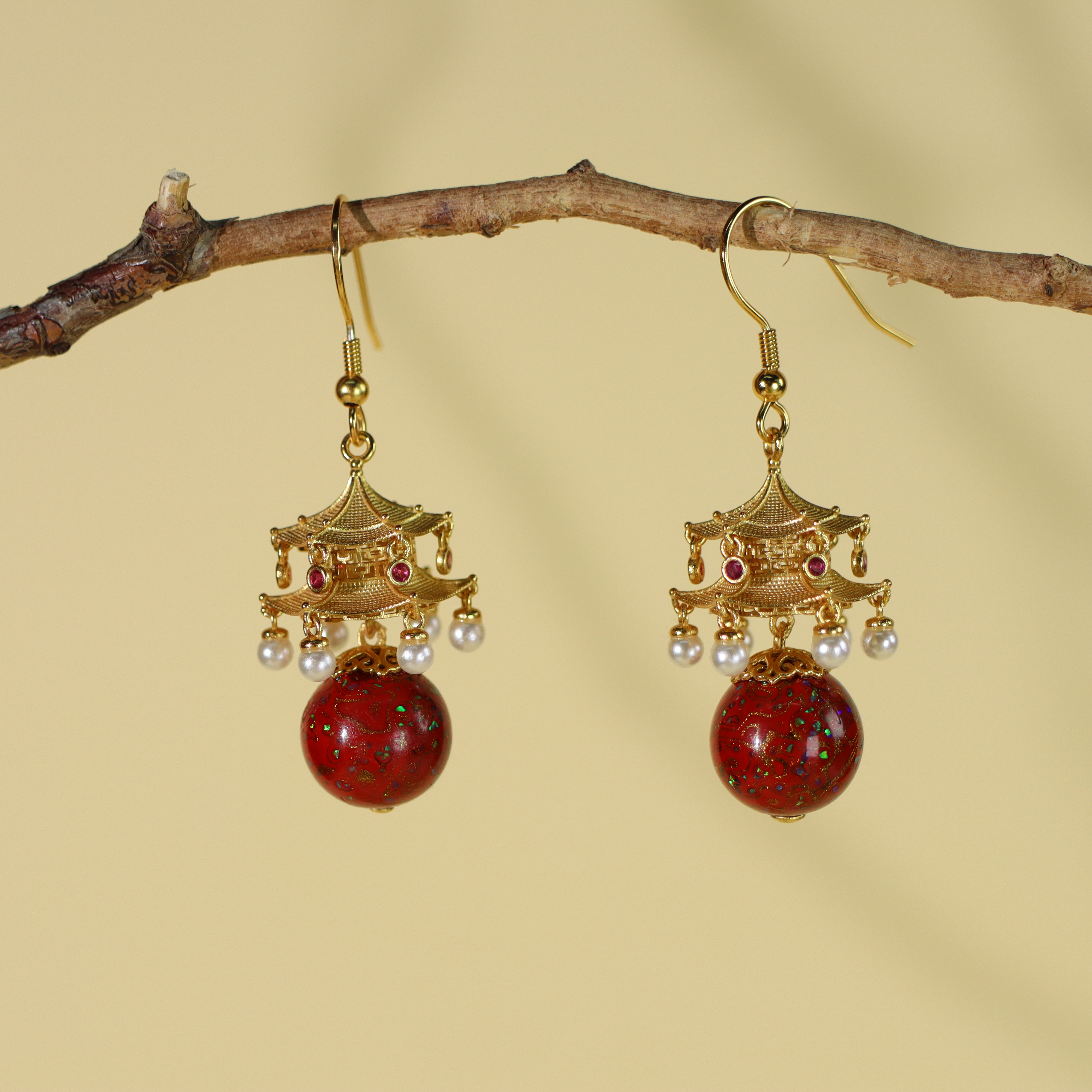 【鸿福】非遗大漆亭子耳环