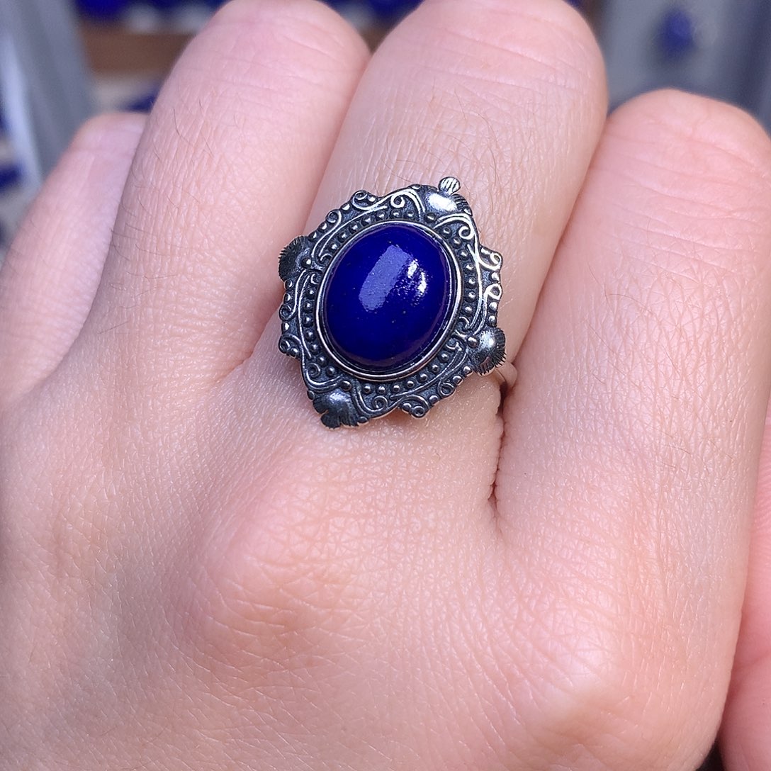 青金石银S925镶嵌戒指20.6m