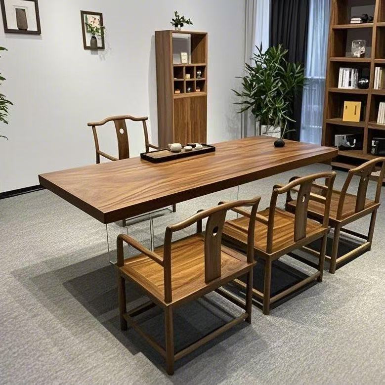 （直播间一物一拍)南美胡桃木实木大板茶桌客厅大长桌会客桌办公桌