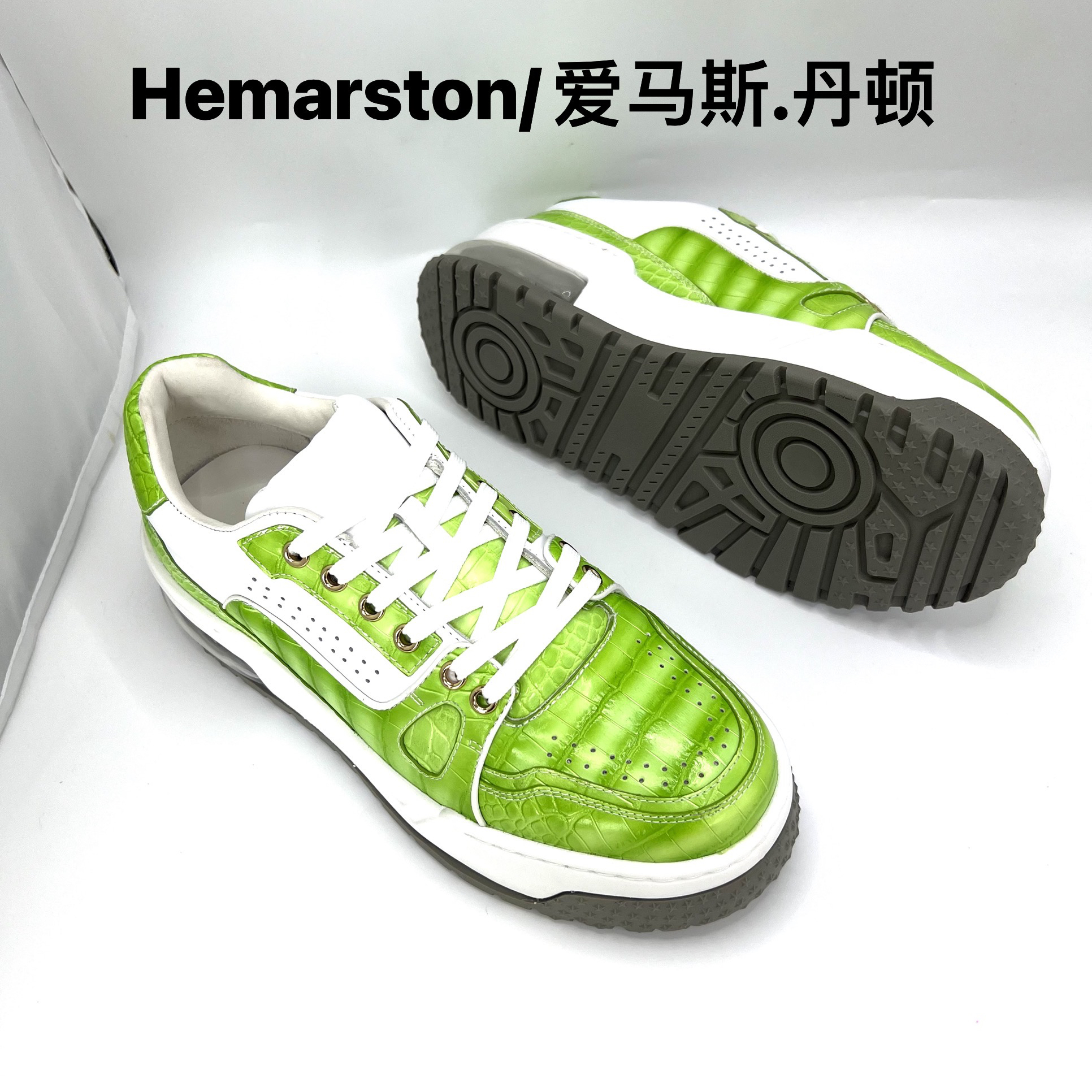 气垫圆头草绿色时尚休闲板鞋增高透气小白鞋素面