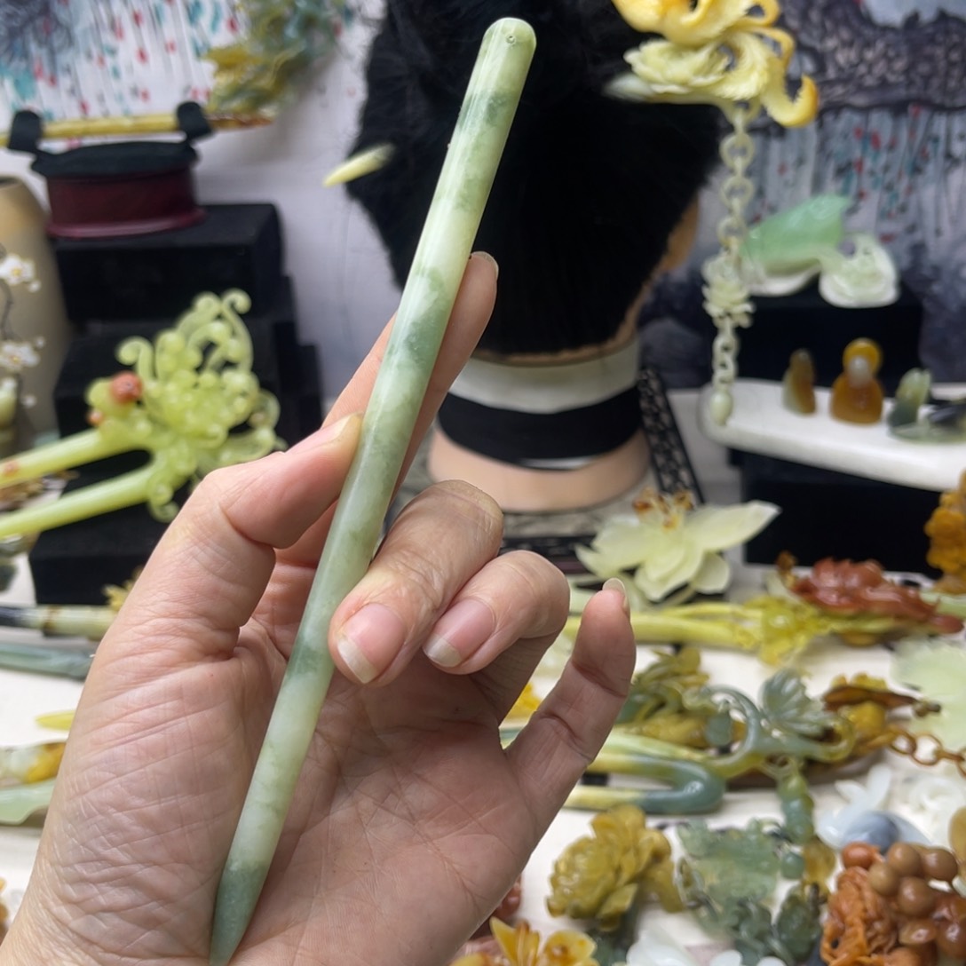 【闪购商品】蛇纹石玉发饰合金