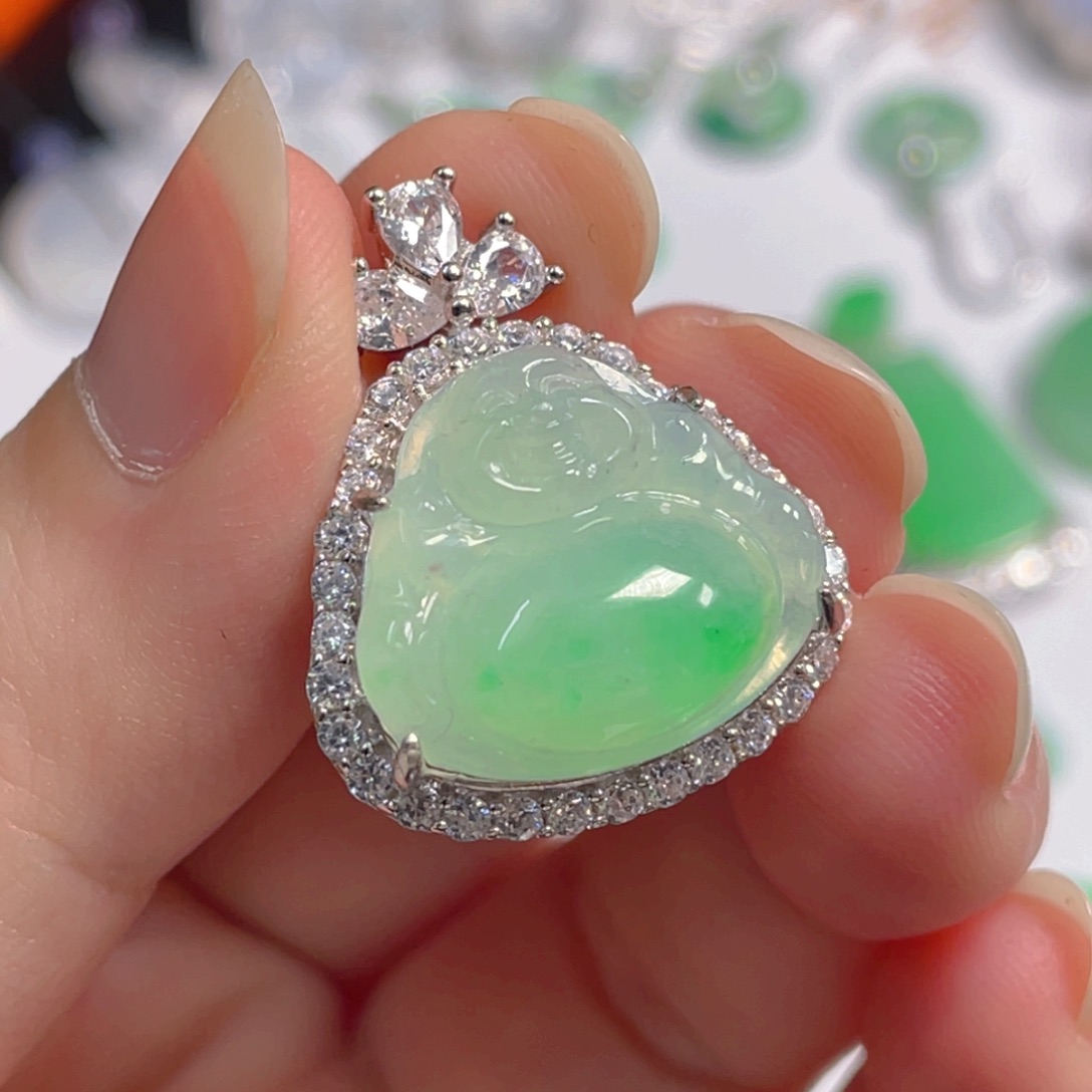 翡翠银S925镶嵌吊坠(不含链)