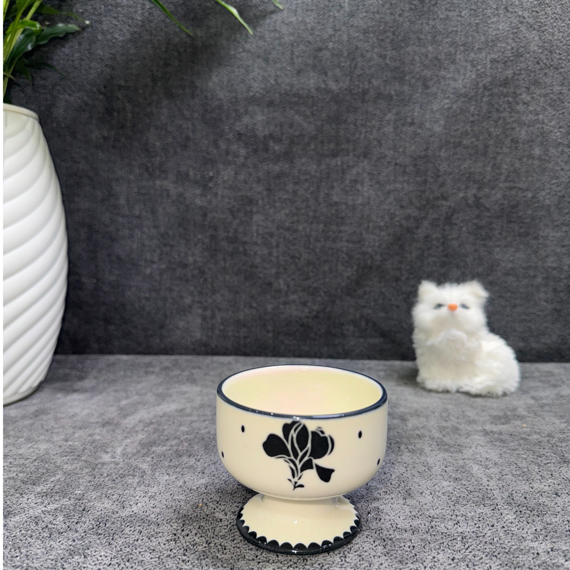 堆雕百合花茶杯高档主人杯简约茶具杯清酒杯