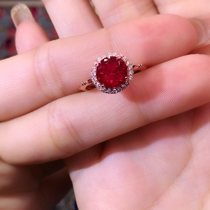 红宝石戒指银S925镶嵌