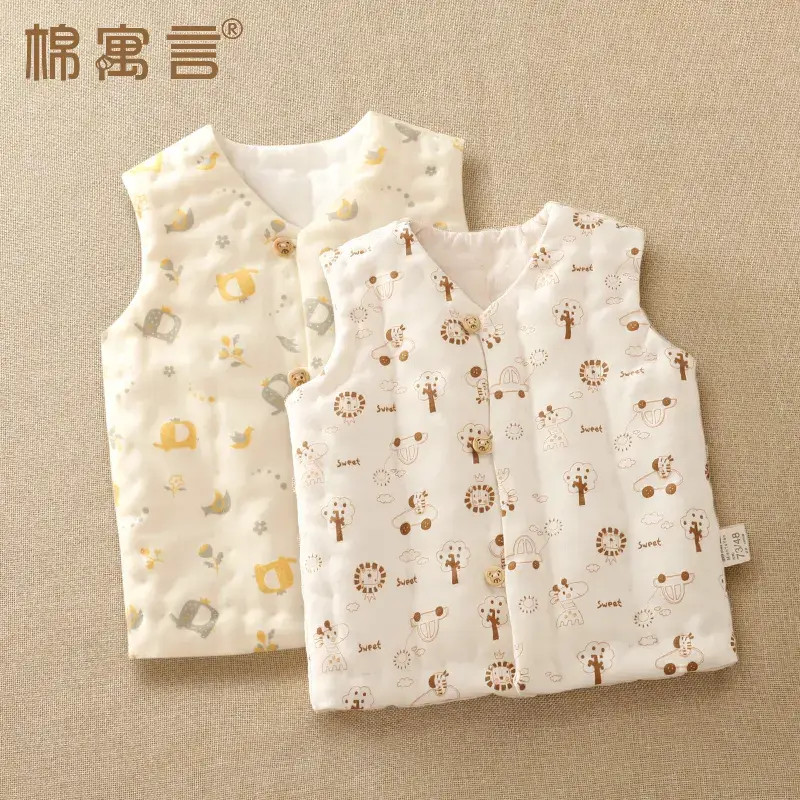 小孩加厚加棉坎肩宝宝纯棉马甲婴儿春季男女儿童手工秋冬背心棉花