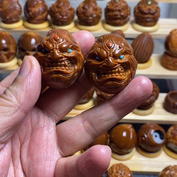 你***子把件橄榄核巴西进口大橄榄核恶僧 财神各一对