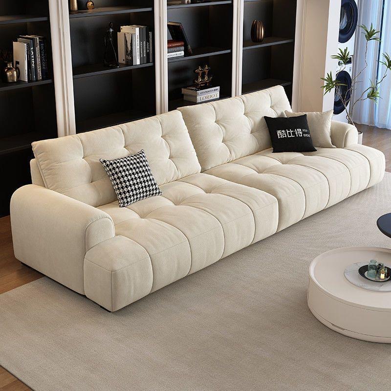 【尤曼泉】奶油风泡芙猫爪布艺沙发现代简约小户型家用客厅直排沙发